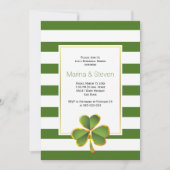 クローバー&グリーン、ストライプリハ結婚ーズディナー 招待状 (正面)