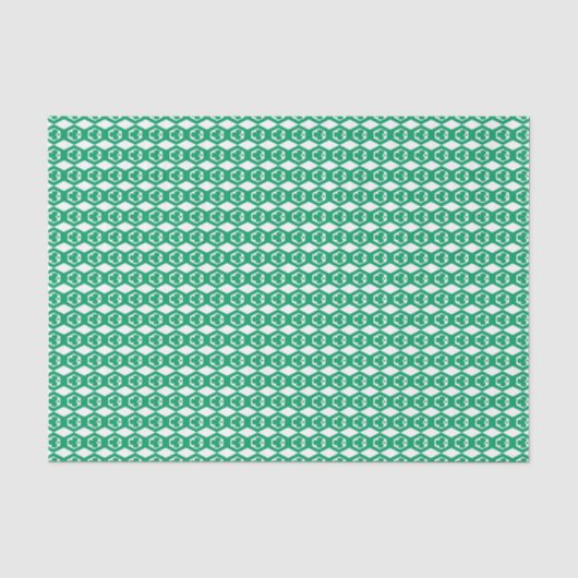 クローバー グリーン ホワイト 六角形 パターン 薄葉紙 (正面)