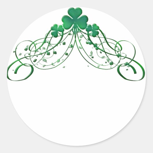 クローバー&スクロールラインデザインスタンプ ラウンドシール (正面)