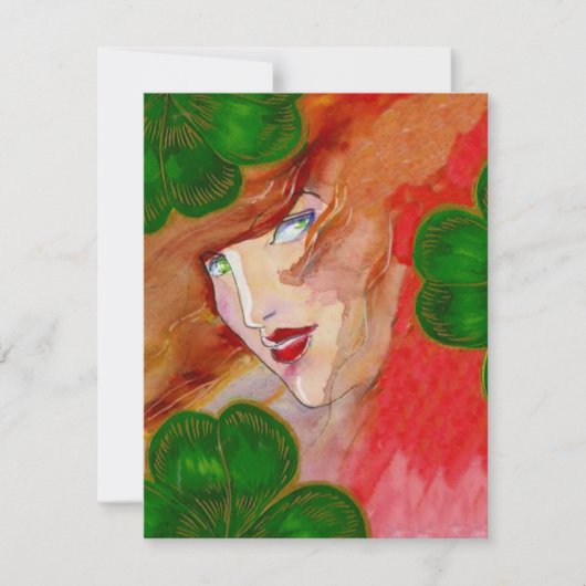 クローバー セント パトリック デーのパーティー招待状 ラッキー レディ 招待状 (正面)