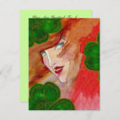 クローバー セント パトリック デーのパーティー招待状 ラッキー レディ 招待状 (正面/裏面)