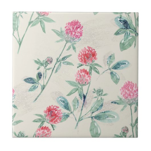 クローバー、ベージュのシャムロック。 タイル (正面)