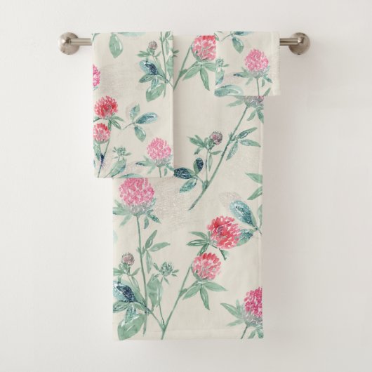 クローバー、ベージュのシャムロック。 バスタオルセット (インサイチュ)