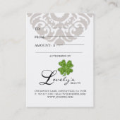 クローバーSt.ハンバーグのPatricks日のギフト券 割引カード (裏面)