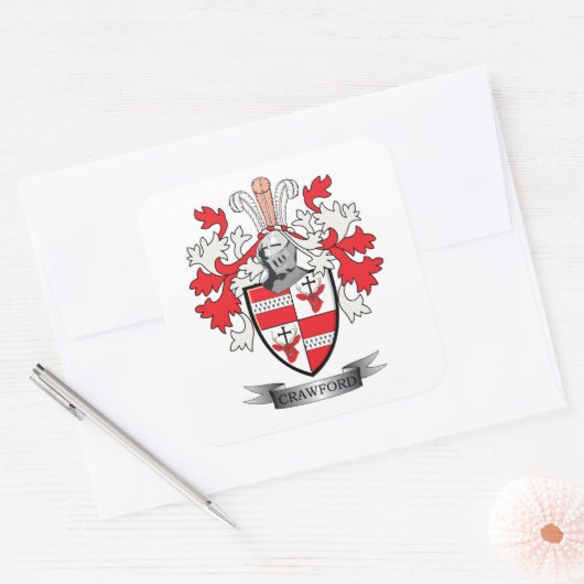 クローフォードの家紋の紋章付き外衣 スクエアシール (封筒)