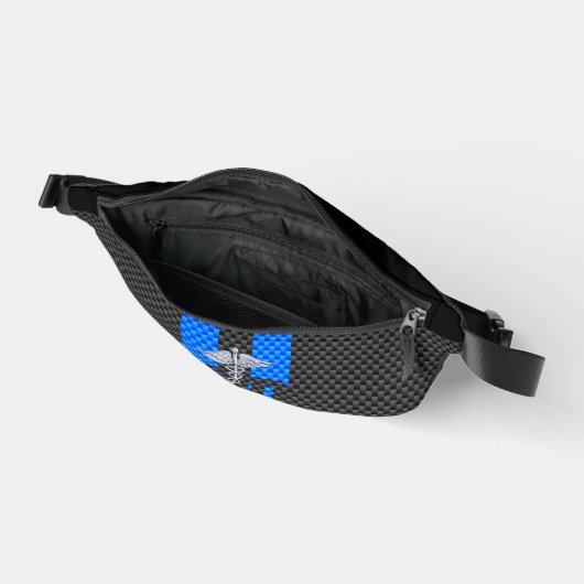 クロームのようなカドゥセウス医療シンボルと文字MD ファニーパック (見開き)