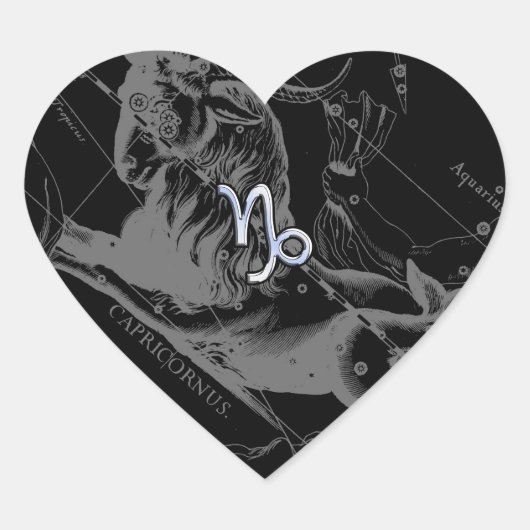 クロームのような山羊座〔占星術の〕十二宮図Hevelius 1690 ハートシール (正面)