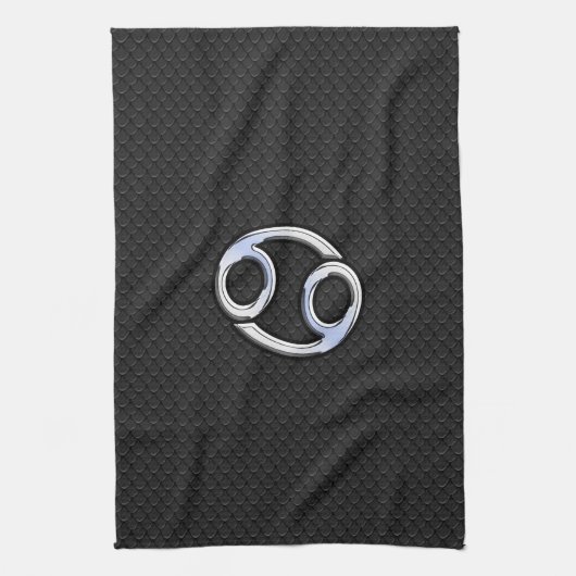 クロームのような癌〔占星術の〕十二宮図のサインのスネークスキンスタイル キッチンタオル (縦)