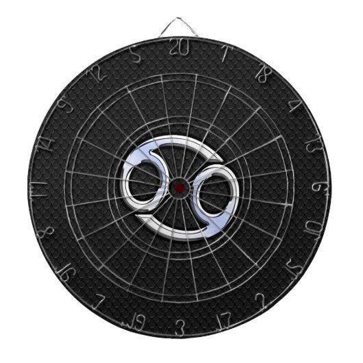 クロームのような癌〔占星術の〕十二宮図のサインのスネークスキンスタイル ダーツボード (正面)