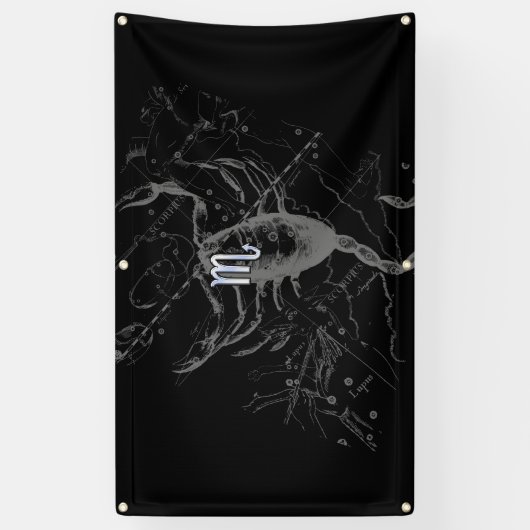 クロームのような蠍座〔占星術の〕十二宮図Hevelius 1690 横断幕 (縦)