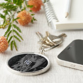 クロームのような《星座》乙女座〔占星術の〕十二宮図サインオンブラックヘベリウス キーホルダー (側面)