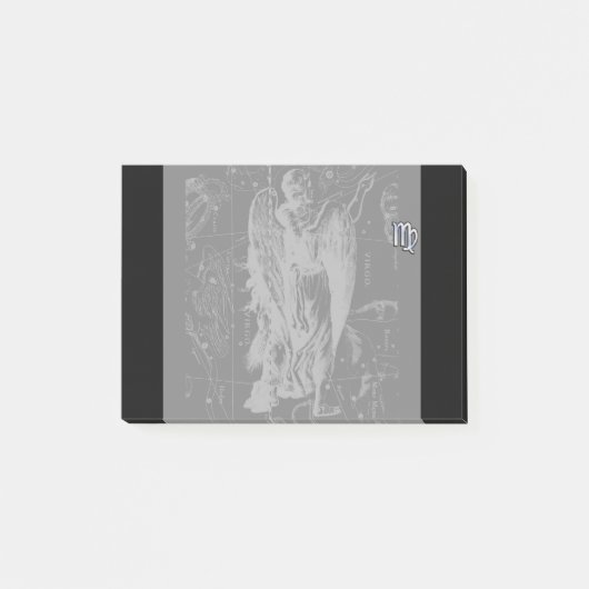 クロームのような《星座》乙女座〔占星術の〕十二宮図サインオンブラックヘベリウス ポストイット (正面)