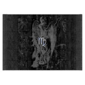 クロームのような《星座》乙女座〔占星術の〕十二宮図Heveliusのブラックサイン カッティングボード (正面)