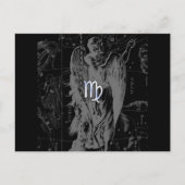 クロームのような《星座》乙女座〔占星術の〕十二宮図Heveliusのブラックサイン ポストカード (正面)