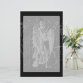 クロームのような《星座》乙女座〔占星術の〕十二宮図Heveliusのブラックサイン 便箋 (スタンド正面)