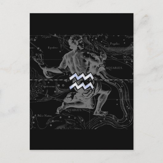クロームのように輝く水瓶座のマークがヘヴェリウスにある ポストカード (正面)