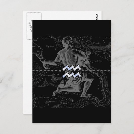 クロームのように輝く水瓶座のマークが、ヘヴェリウスの天図上に ポストカード (正面/裏面)