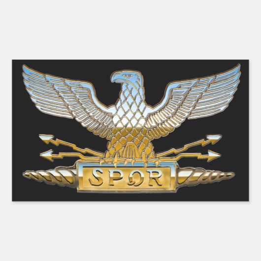 クロームのローマの共和党イーグル 長方形シール (正面)