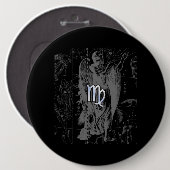 クロームは《星座》乙女座〔占星術の〕十二宮図Heveliusのサイン 缶バッジ (正面&裏面)