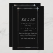 クロームエレガントデコのブラック縁ど結婚S 招待状 (正面/裏面)