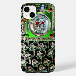 クロームスカル、ブラックグリーンレッドエメラルドジェムストーン Case-Mate iPhone 14 PLUSケース