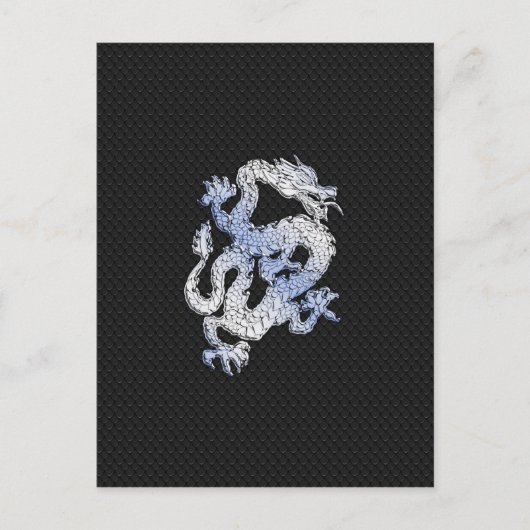 クロームスタイルドラゴンオンブラックスネークスキンプリント ポストカード (正面)