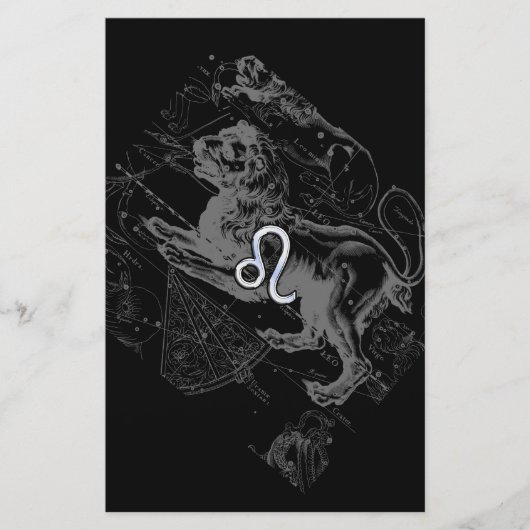 クロームスタイルレオ〔占星術の〕十二宮図マップHevelius 1690 便箋 (正面)