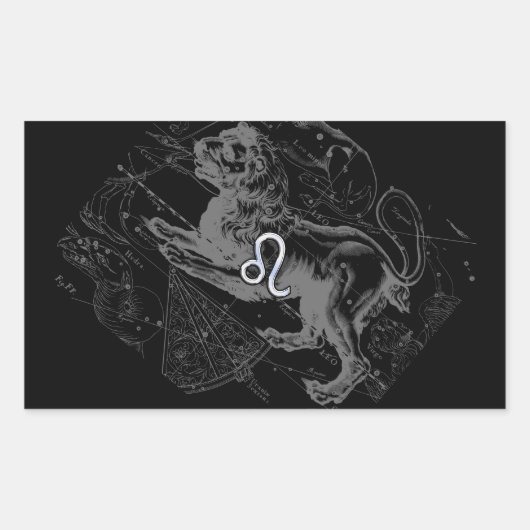 クロームスタイルレオ〔占星術の〕十二宮図マップHevelius 1690 長方形シール (正面)