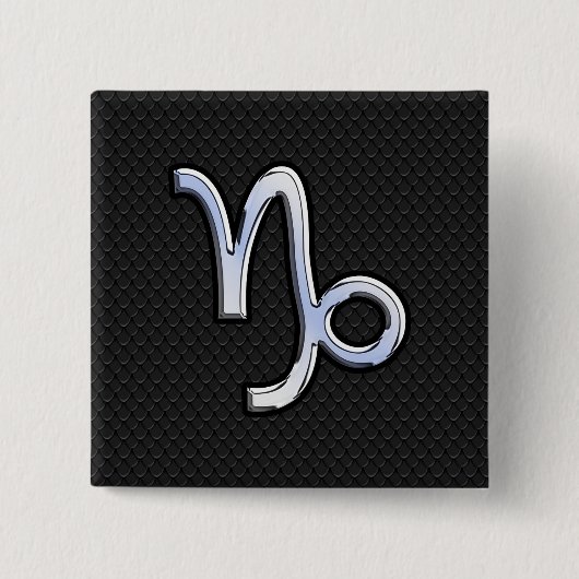 クロームスタイル山羊座サインオンスネークスキンデコ 缶バッジ (正面)