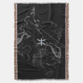 クロームスタイル魚座〔占星術の〕十二宮図シンボルon Hevelius スローブランケット (正面縦)