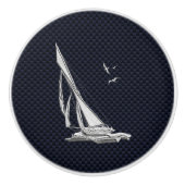 クロームセーリング航海のオンネイビーカーボンファイバープリント セラミックノブ (正面)