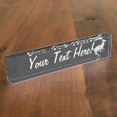 クロームパーソナライズされたランニングの鹿の炭素繊維の外観 デスクネームプレート (側面)