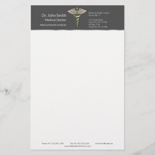 クロームホログラフィック3D医療カデュケウス 便箋 (正面)