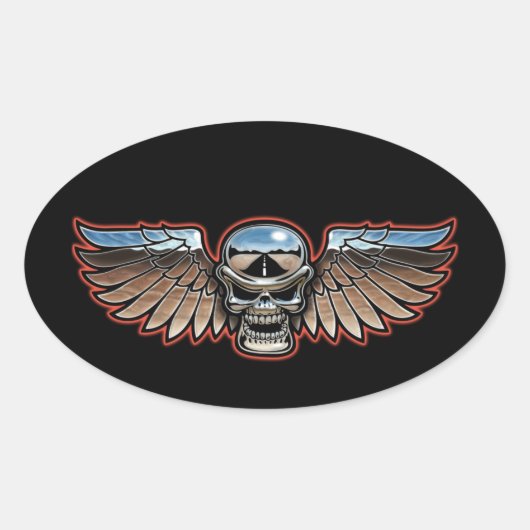 クロームボーイウィング 楕円形シール (正面)