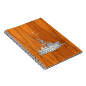 クロームライク魚釣りボートのチークウッド ノートブック (右側)