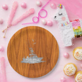 クロームライク魚釣りボートのチークウッド ペーパープレート (パーティー)