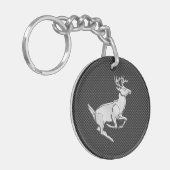 クロームランニングの鹿の炭素繊維デコール キーホルダー (正面左)