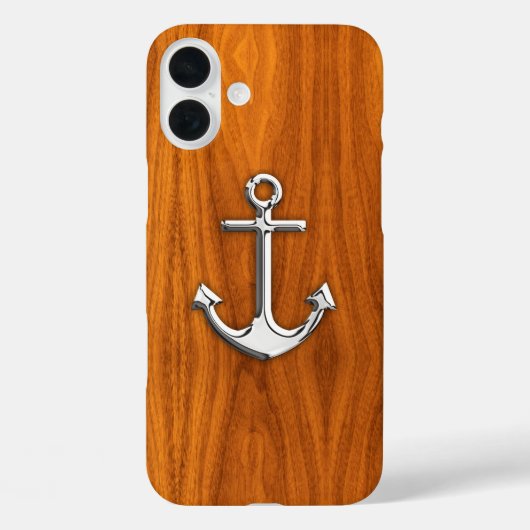 クローム航海のいかりオンチークウッドプリント Case-Mate iPhoneケース (裏面)