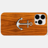 クローム航海のいかりオンチークウッドプリント Case-Mate iPhoneケース (裏面 (横))