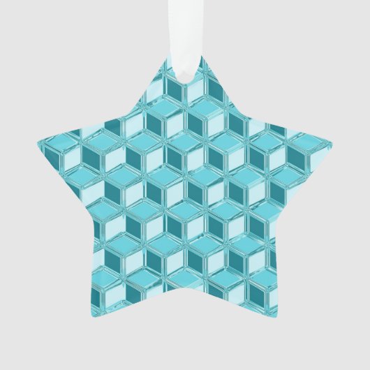 クローム3-dボックス – ターコイズ/アクア オーナメント (正面)