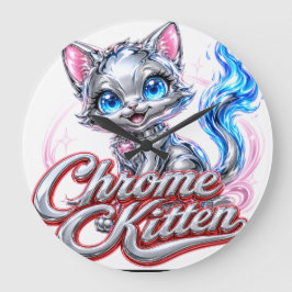 クローム+キティ壁掛け時計 - アクリル製 ラージ壁時計
