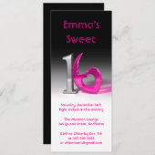 クローム & キャンディ ピンク スウィート 16（背が高い） 招待状 (正面/裏面)