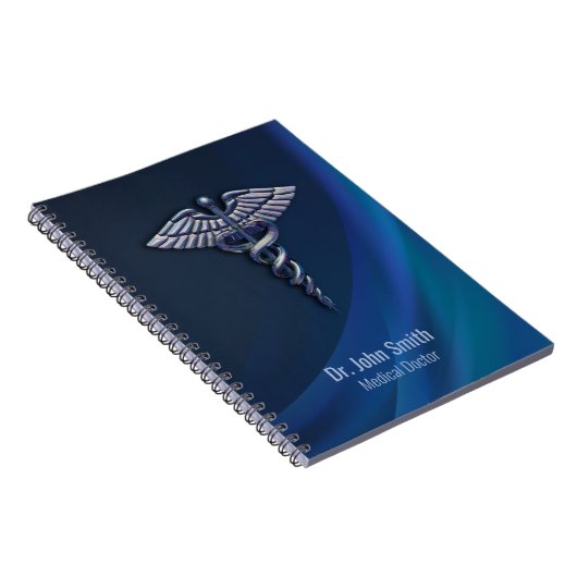 クローム ダーク カデュケウス ホログラフィック 3D 医療 ノートブック (右側)