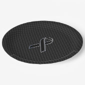 クローム ブラック リボン 意識 炭素繊維 ペーパープレート (アングル)