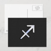 クローム ライクな射手座の星座マーク（サジタリウス） ブラック背景 ポストカード (正面/裏面)