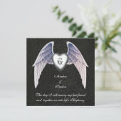 クローム&レザーフェイクウィングハート招待状 招待状 (スタンド正面)