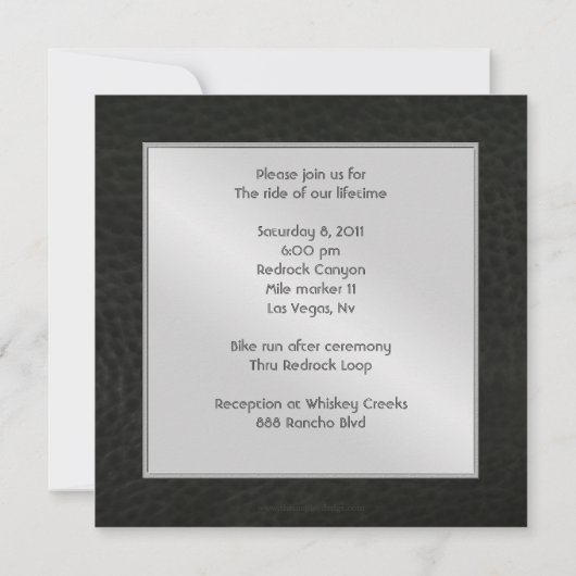 クローム&レザーフェイクウィングハート招待状 招待状 (裏面)