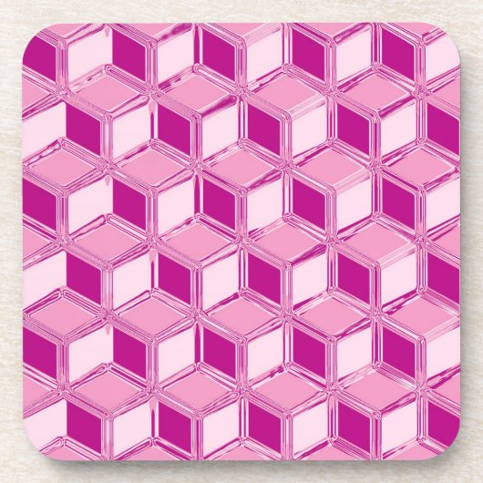 クローム 3D ボックス - フクシア ピンク コースター (正面)