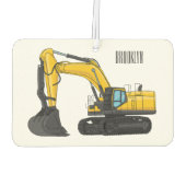 クローラー掘削機の漫画イラストレーション カーエアーフレッシュナー (裏面)