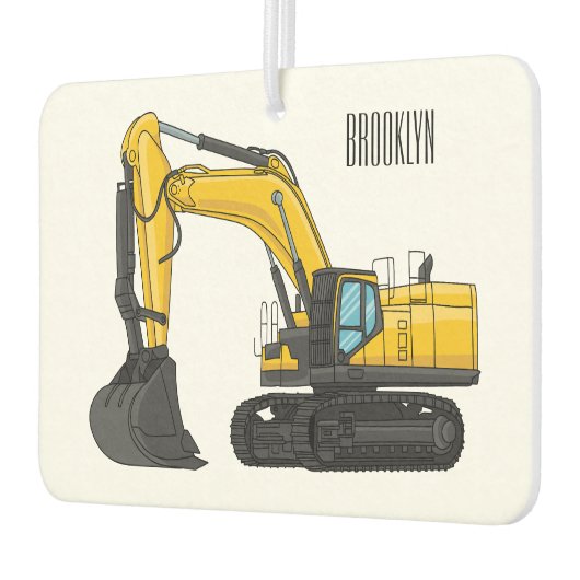 クローラー掘削機の漫画イラストレーション カーエアーフレッシュナー (左)